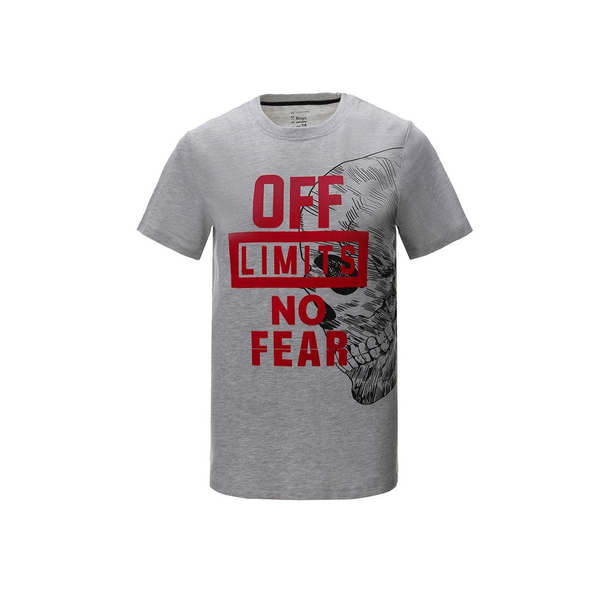 FASHION'S PARK - Polera Niño Full Print Con Folia Gris Melange Fashion's Park