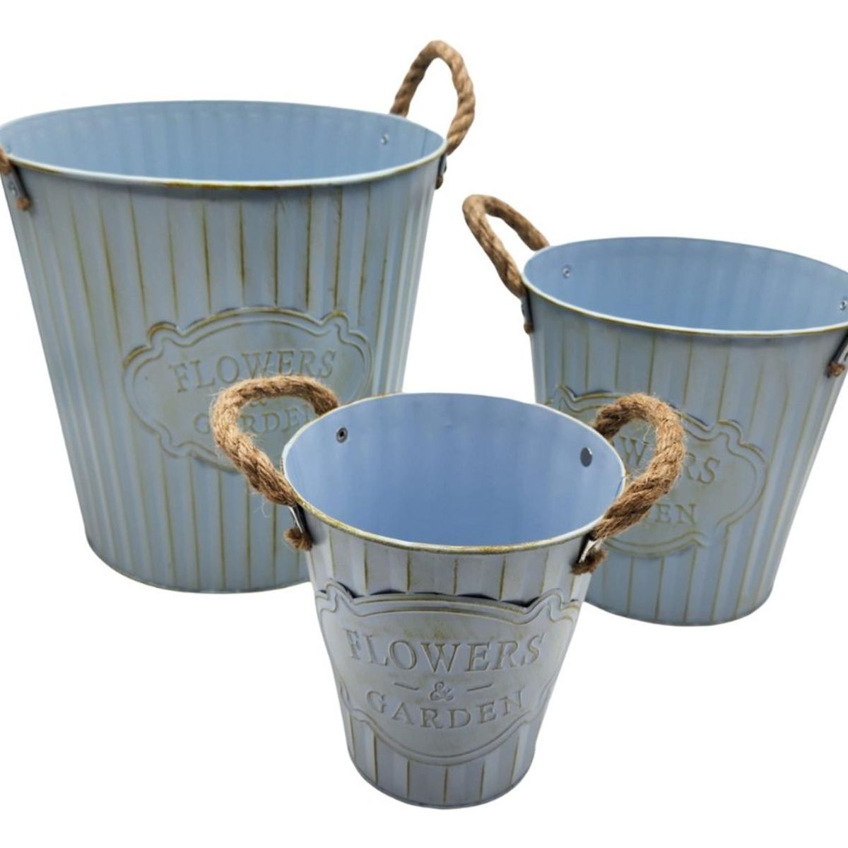 GENERICO - Set 3 Maceteros Metalicos Decorativos Flowers And Garden