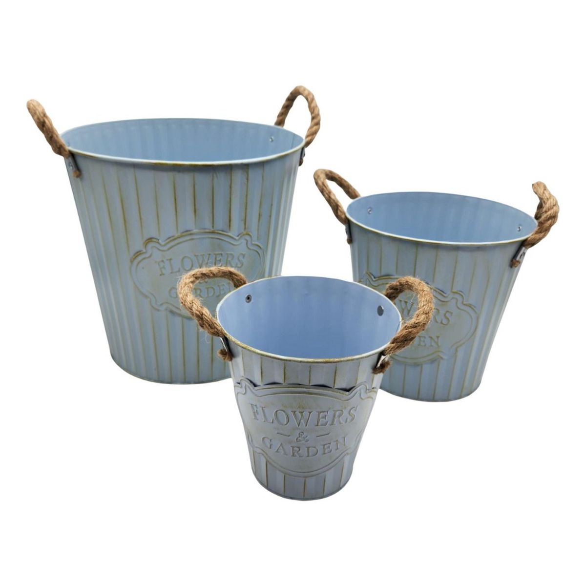 GENERICO - Set 3 Maceteros Metalicos Decorativos Flowers And Garden