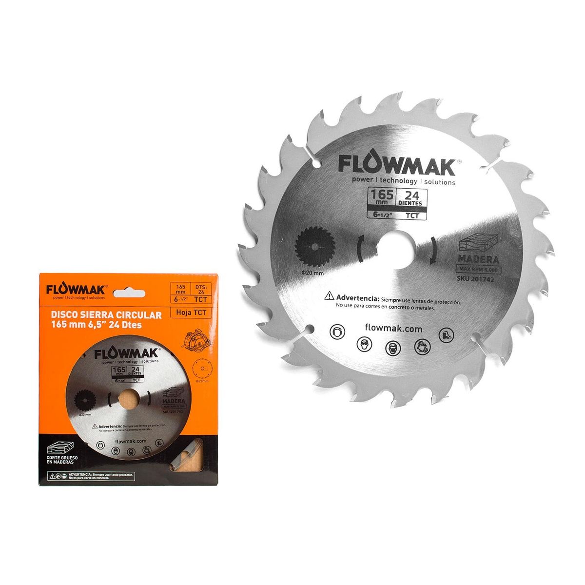 FLOWMAK - Disco para sierra circular 6.5" 24 dientes