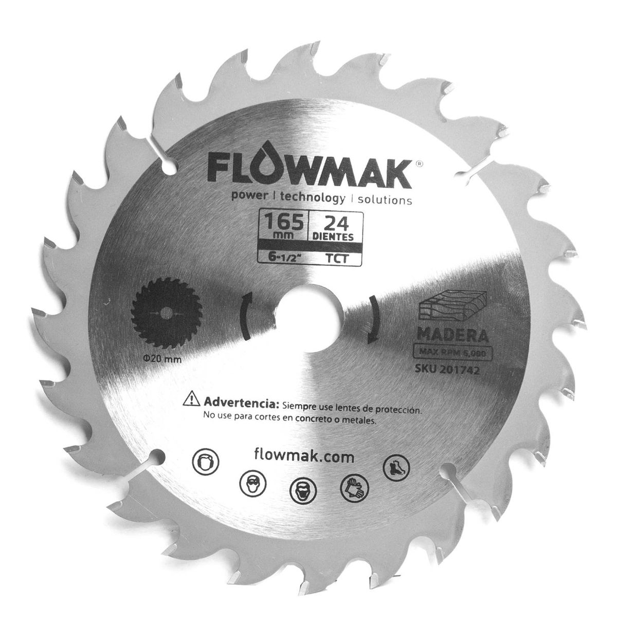 FLOWMAK - Disco para sierra circular 6.5" 24 dientes