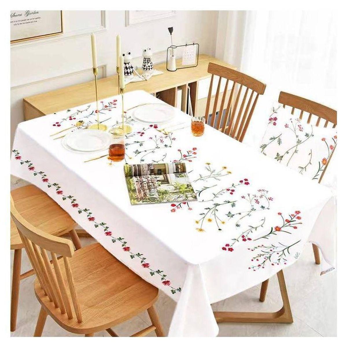 COMPRAPO - Mantel Antimanchas Flores Silvestres 140 X 220 Cm Rectangular