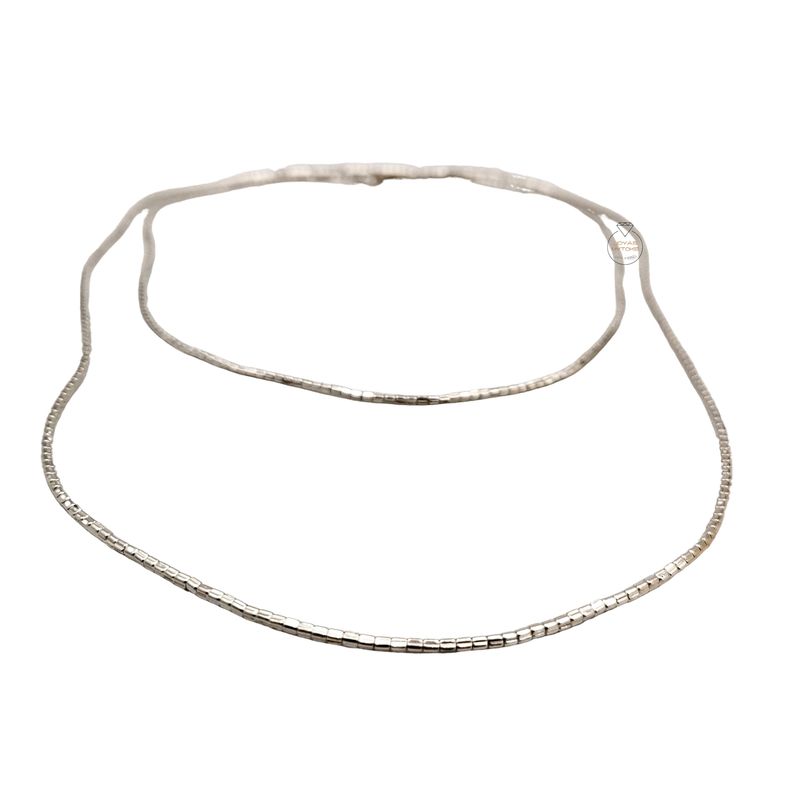 JOYAS MYTOKE - Collar Mostacilla Plata Ley 980 Cuadrada A Mano 1 Metro