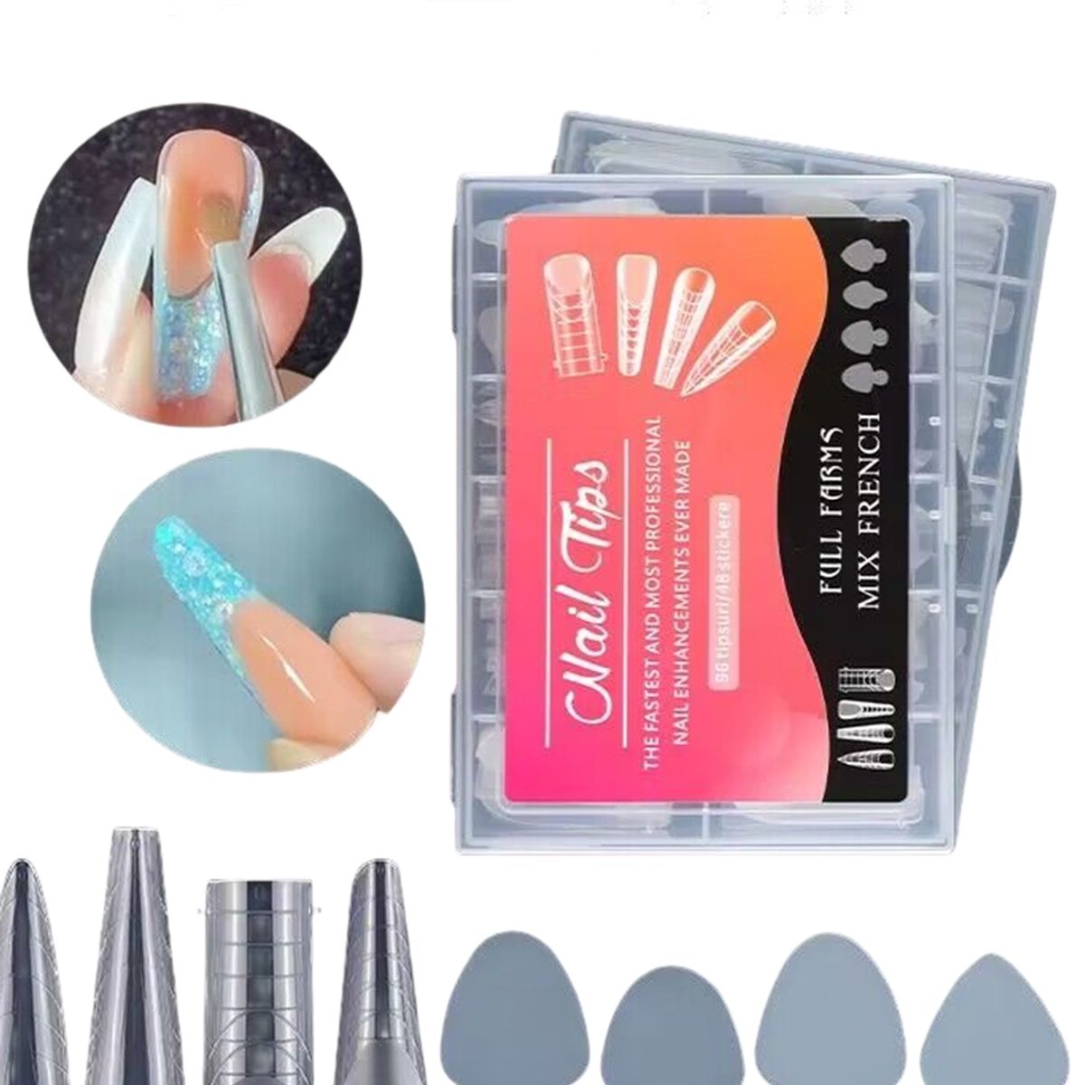 GENERICO - Molde Uñas Acrilicas Para Poly Gel O Dual System De 144 Tips