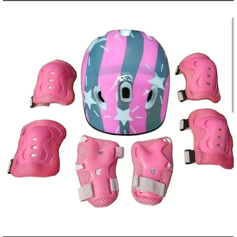 GENERICO - Set de Protección de 7 Piezas. Diseño Rosado de Estrellas