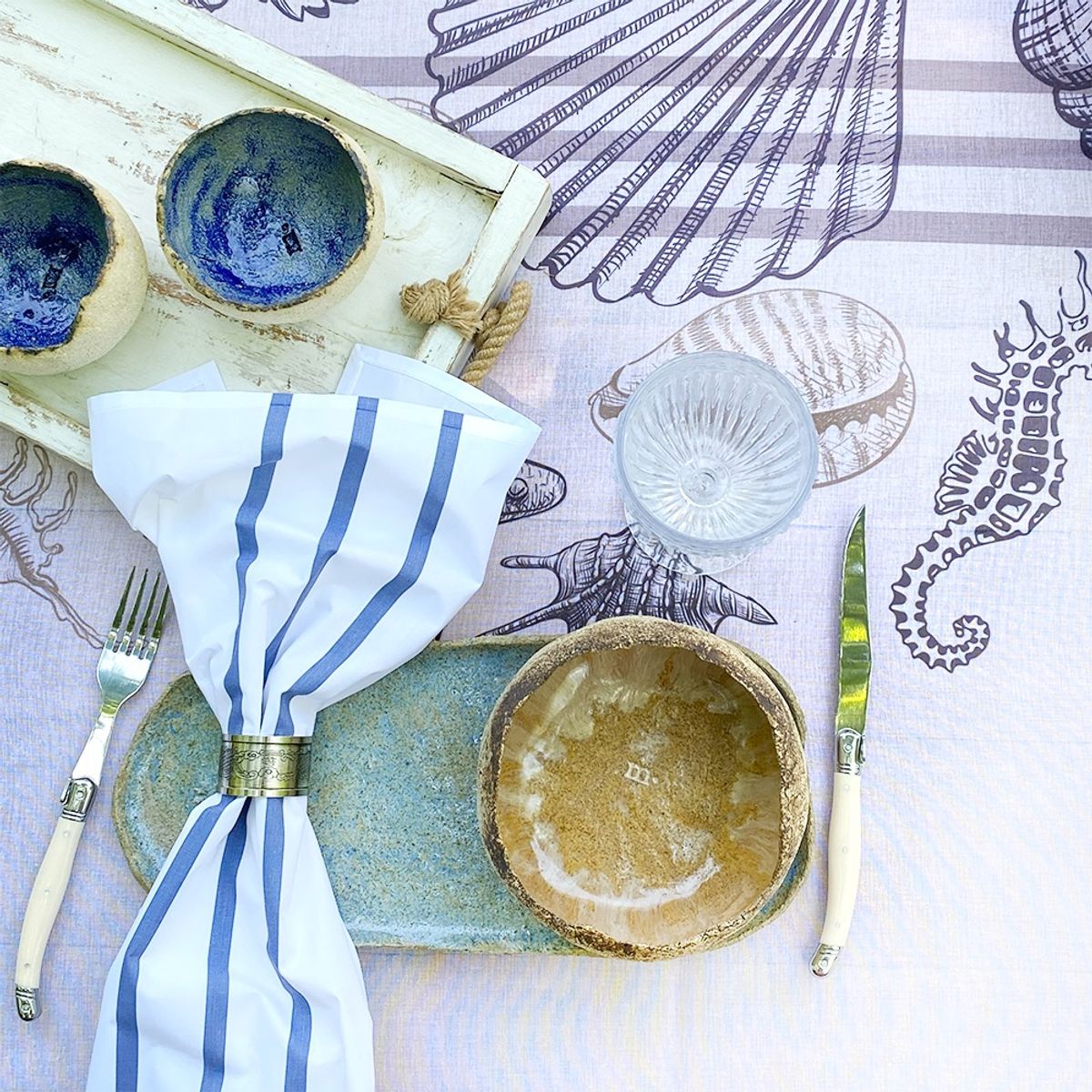 TUYO PRINT - Set 4 Servilletas  - Bahía Azúl - Tuyo Print