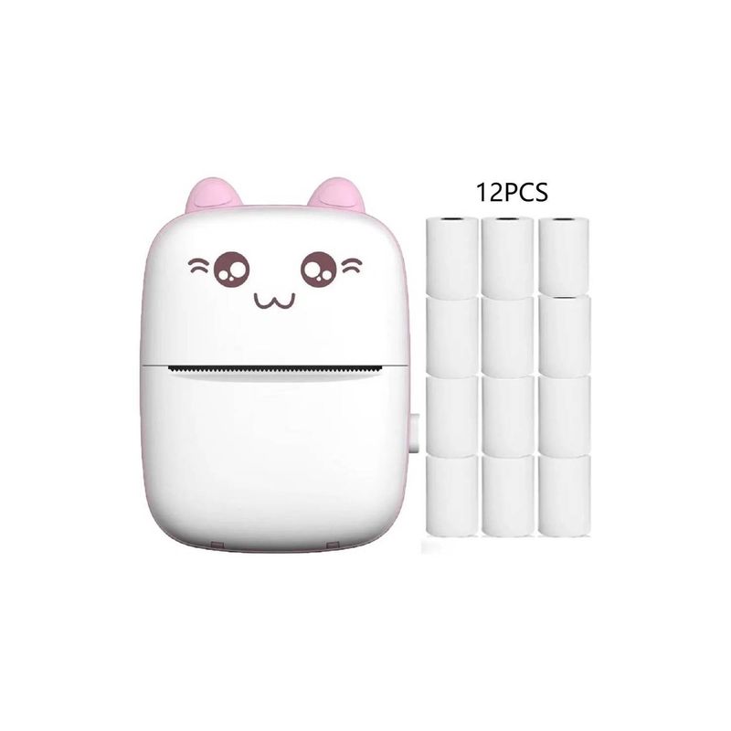 U BUY - Mini Impresora Térmica Gatita Bluetooth 200dpi 12 Rollos