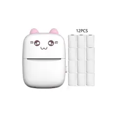U BUY - Mini Impresora Térmica Gatita Bluetooth 200dpi 12 Rollos