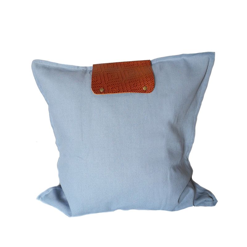 JARDIN DEL ESTE - Funda Cojín Cuero mimbre café