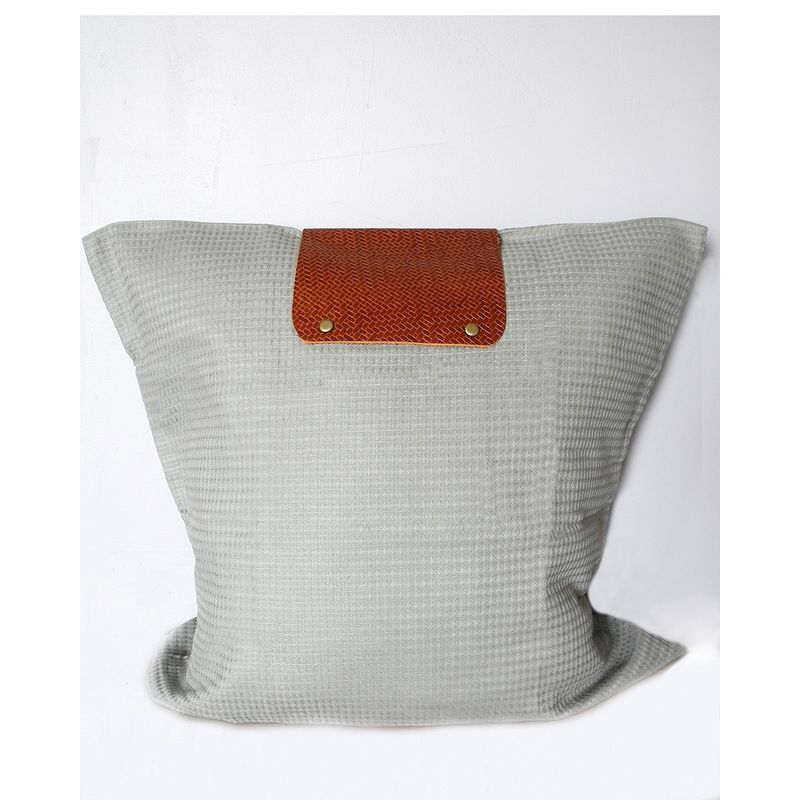 JARDIN DEL ESTE - Funda Cojín Cuero mimbre café