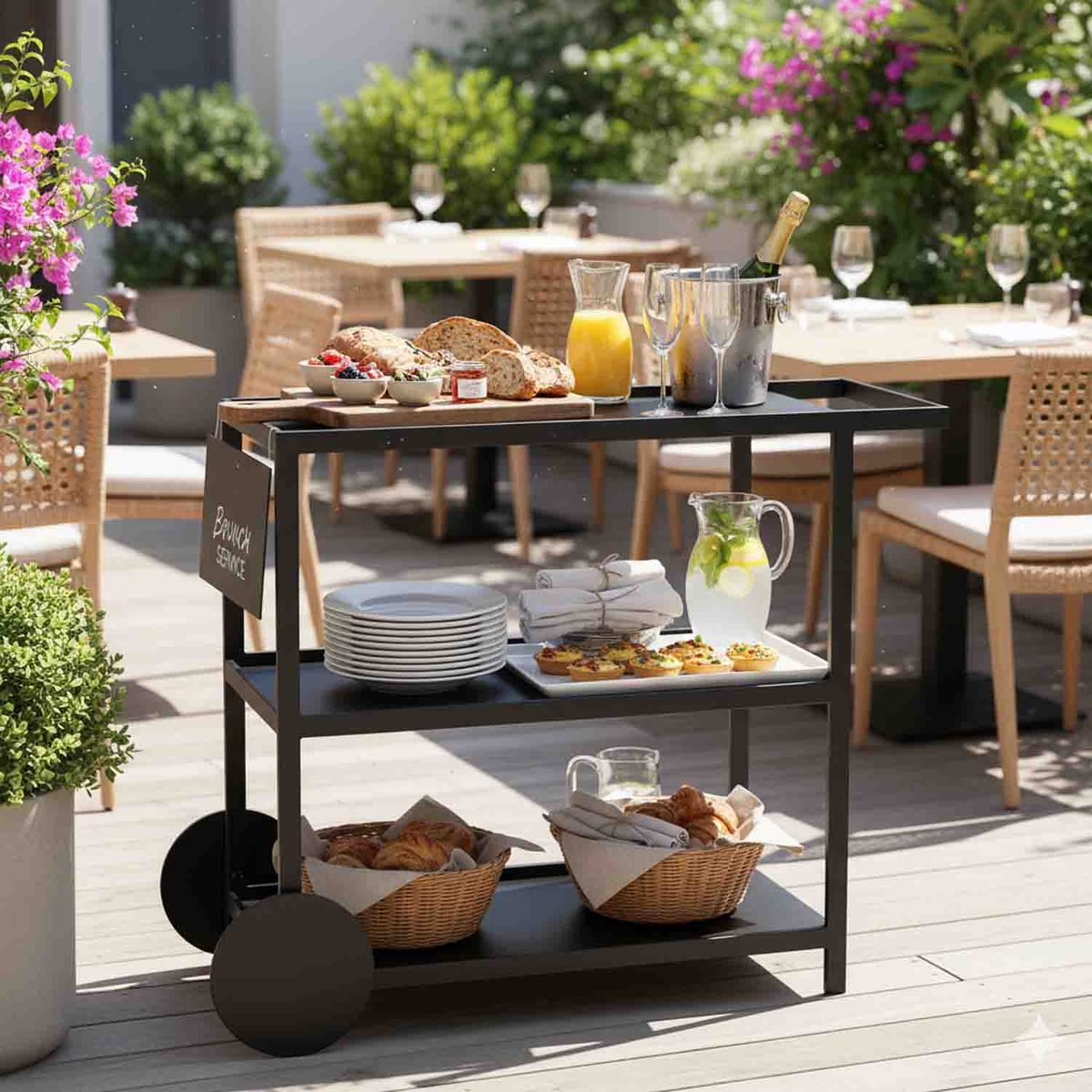 LIVING MARKET - Carro Organizador Bar Vestre Metal Fierro Negro