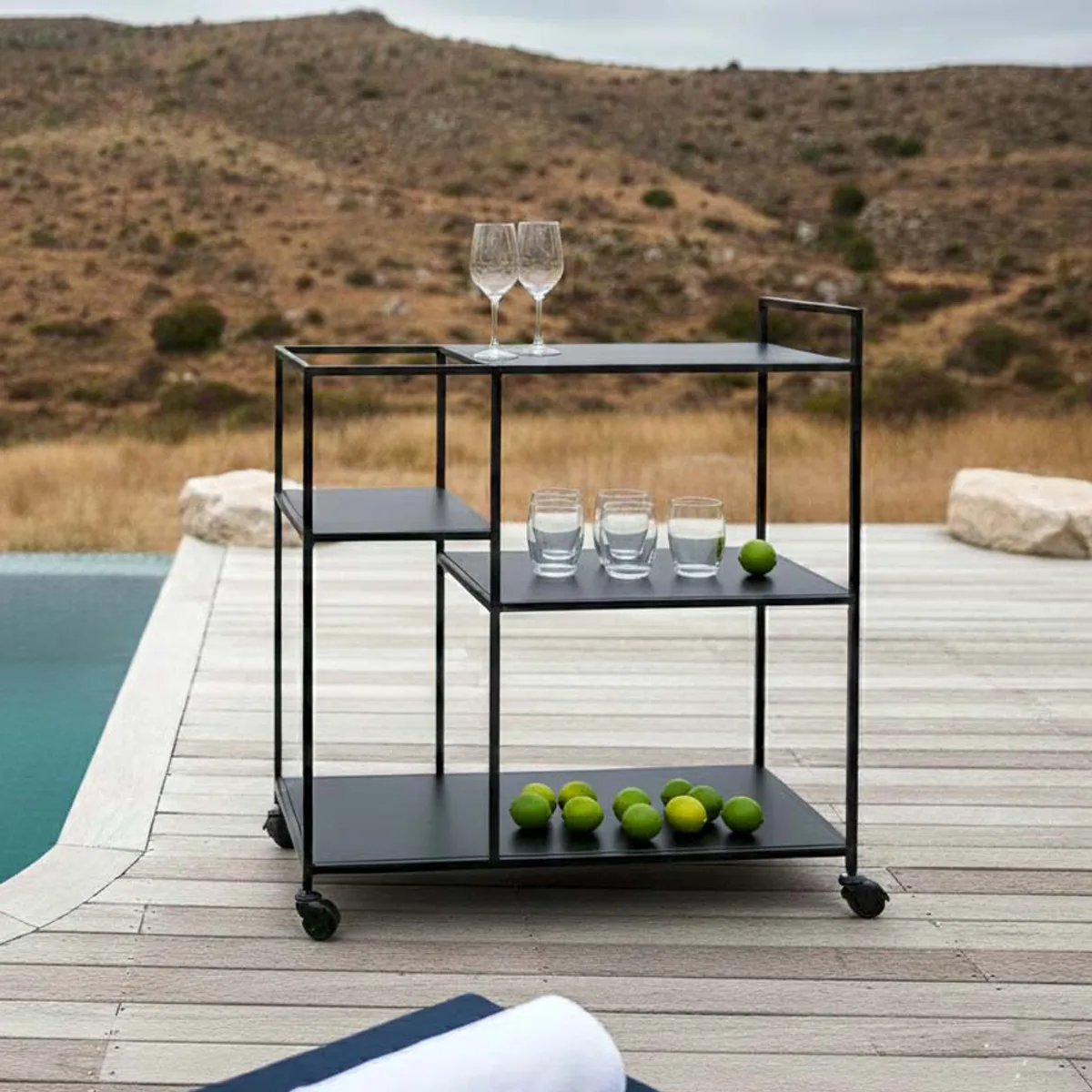 LIVING MARKET - Carro Bar Bud Metal Fierro Negro