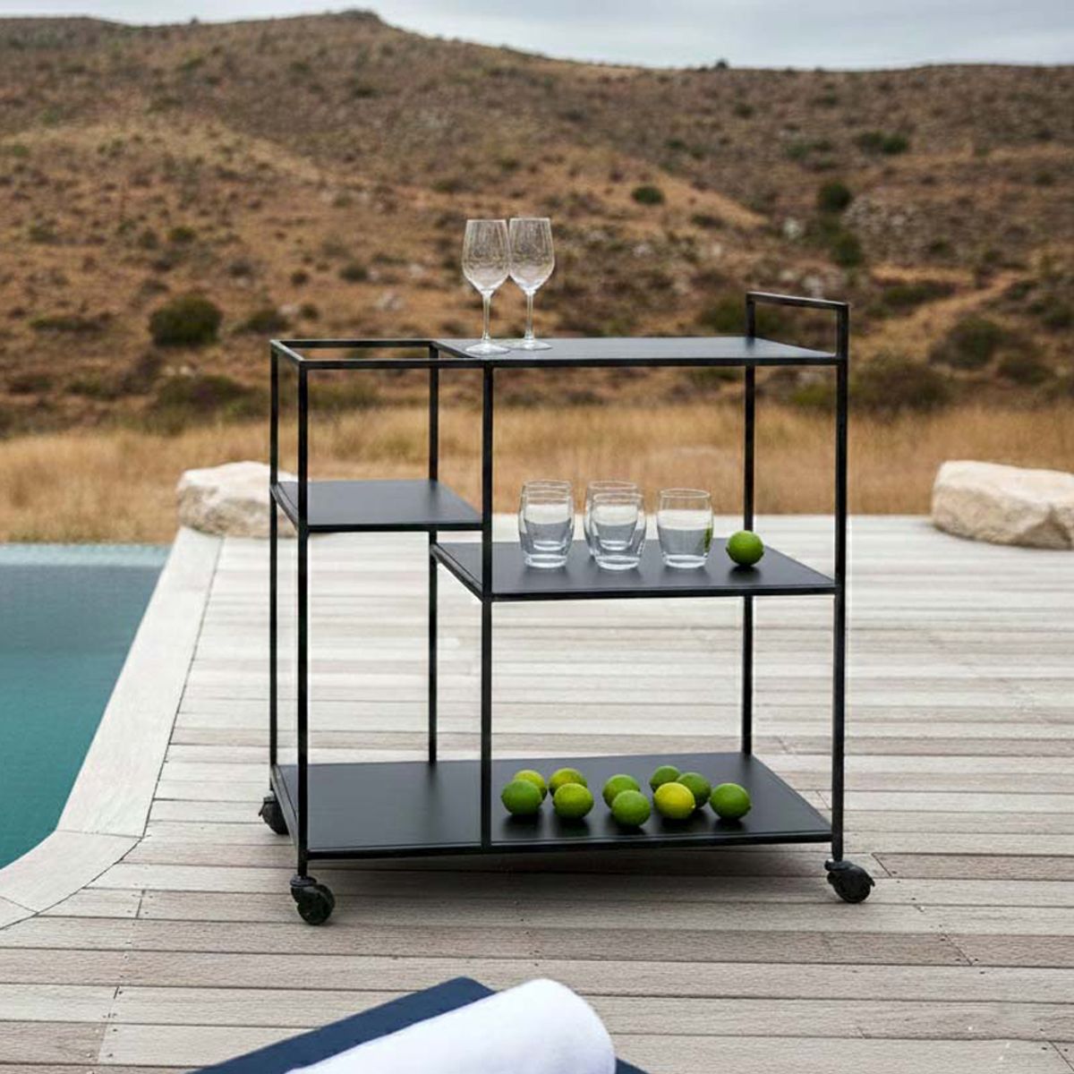 LIVING MARKET - Carro Bar Bud Metal Fierro Negro