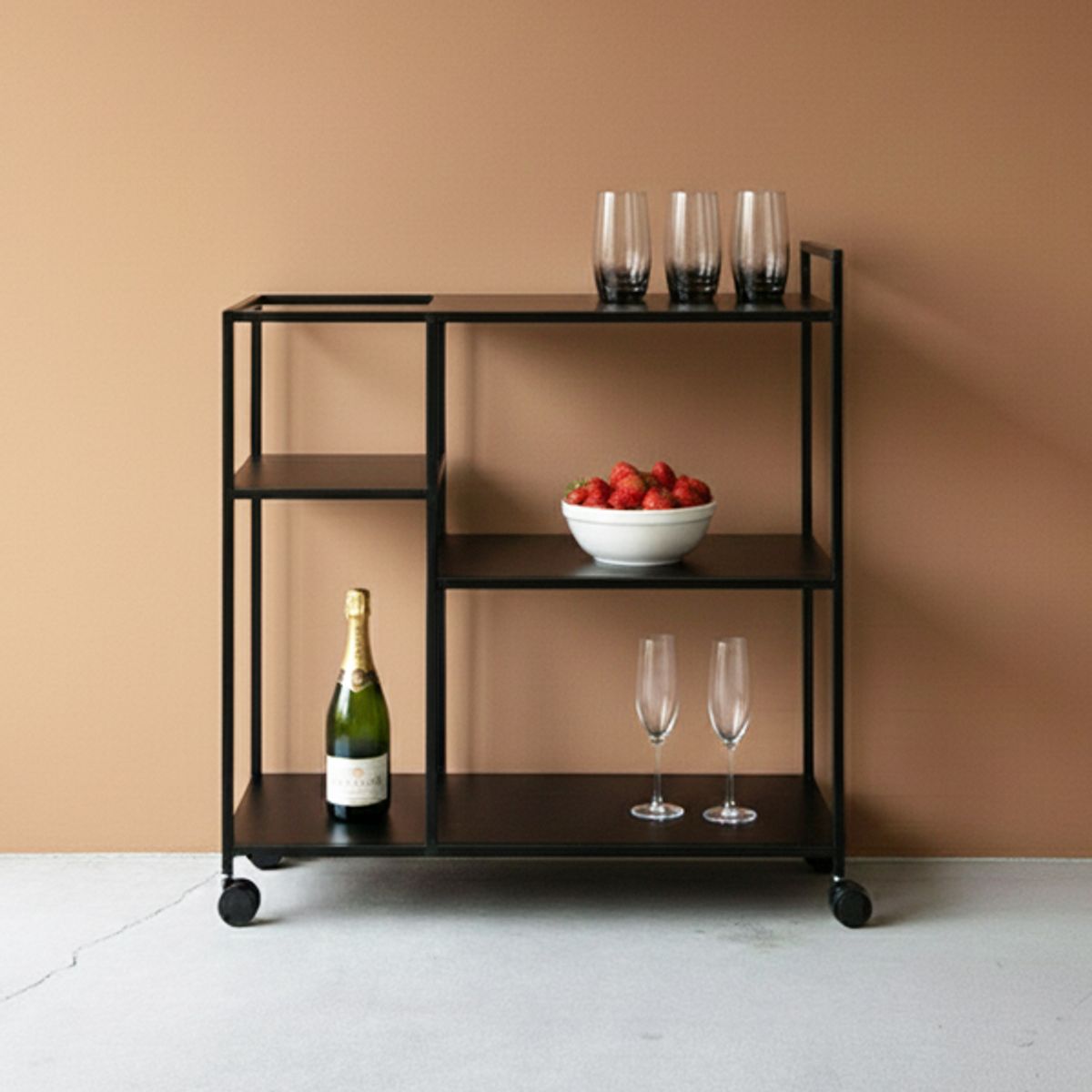LIVING MARKET - Carro Bar Bud Metal Fierro Negro