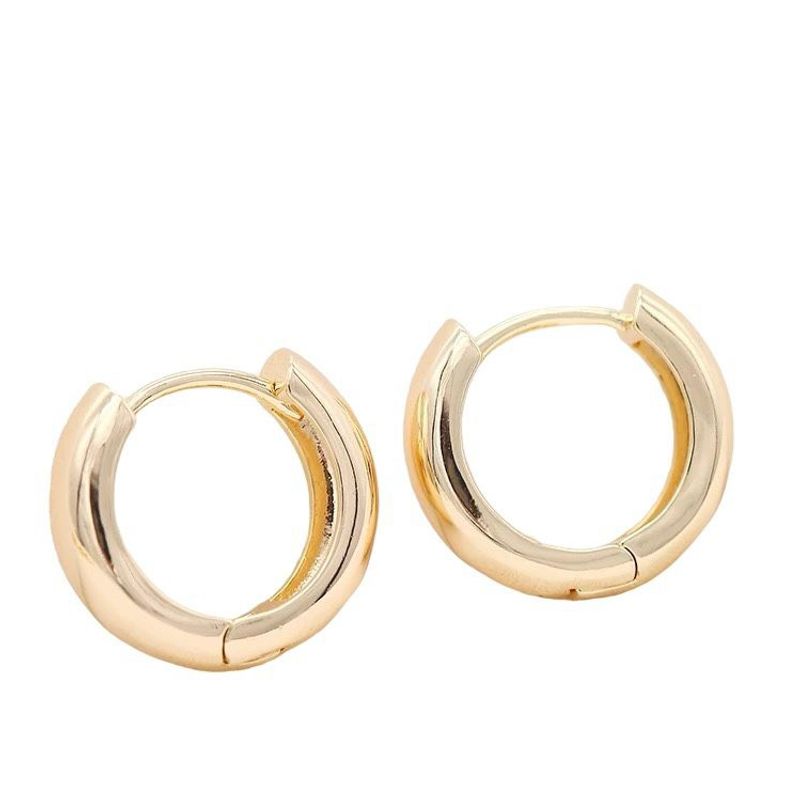 GENERICO - Aros Lisos Argollas Chapado en Oro