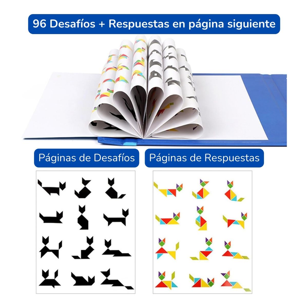 GENERICO - Tangram Magnético Libro Rompecabezas 96 Desafíos