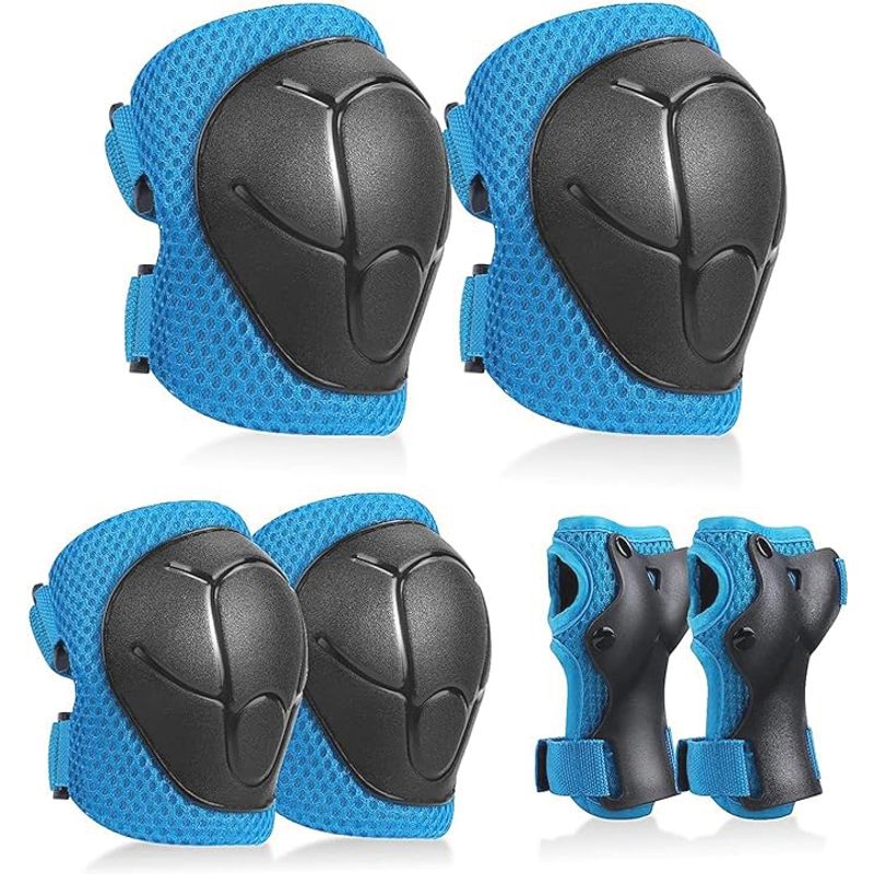 COREJOY - Rodilleras coderas y cubre manos de ciclismo para niños azul