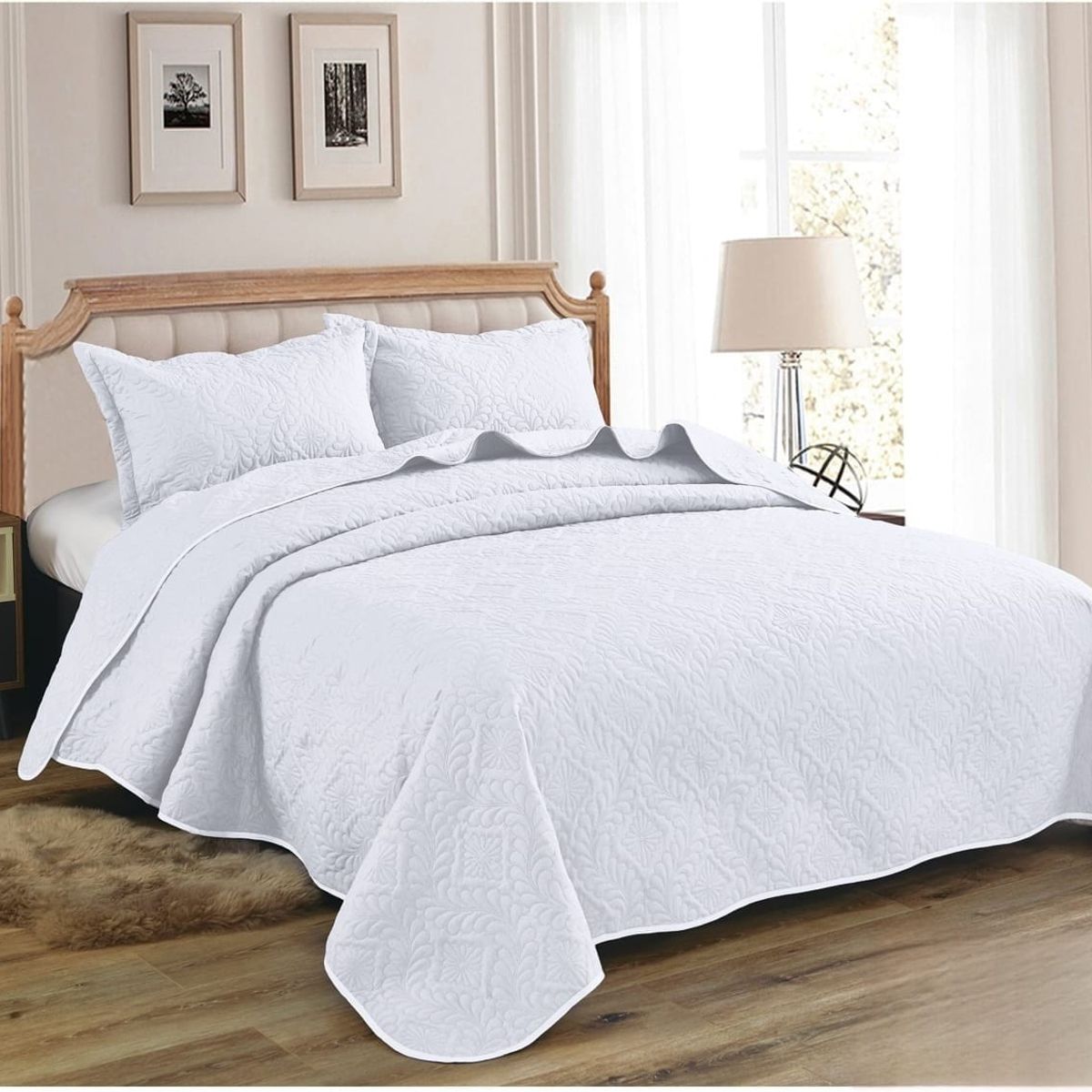 GENERICO - Quilt de Verano 2 plazas. Color Blanco KD08
