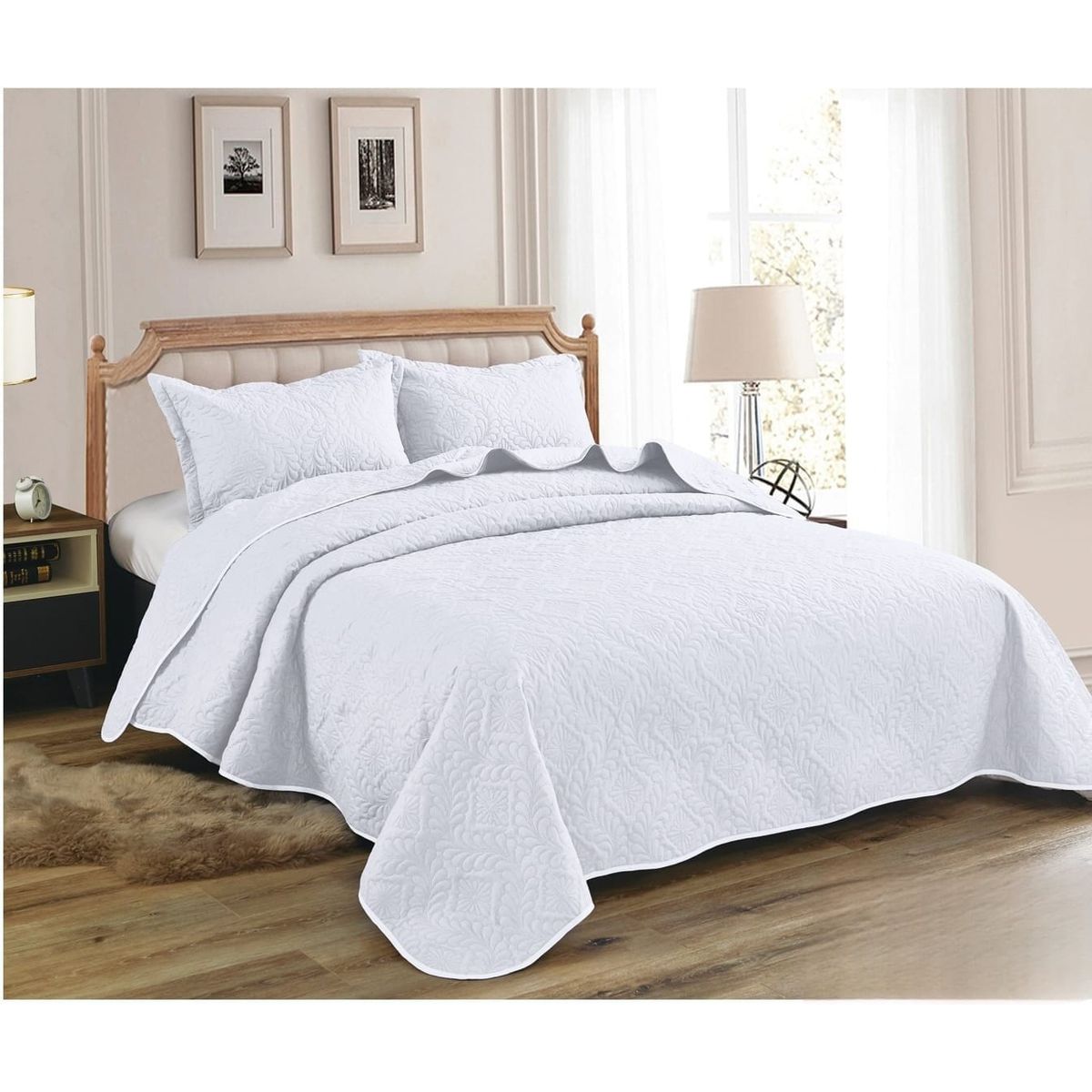 GENERICO - Quilt de Verano 2 plazas. Color Blanco KD08