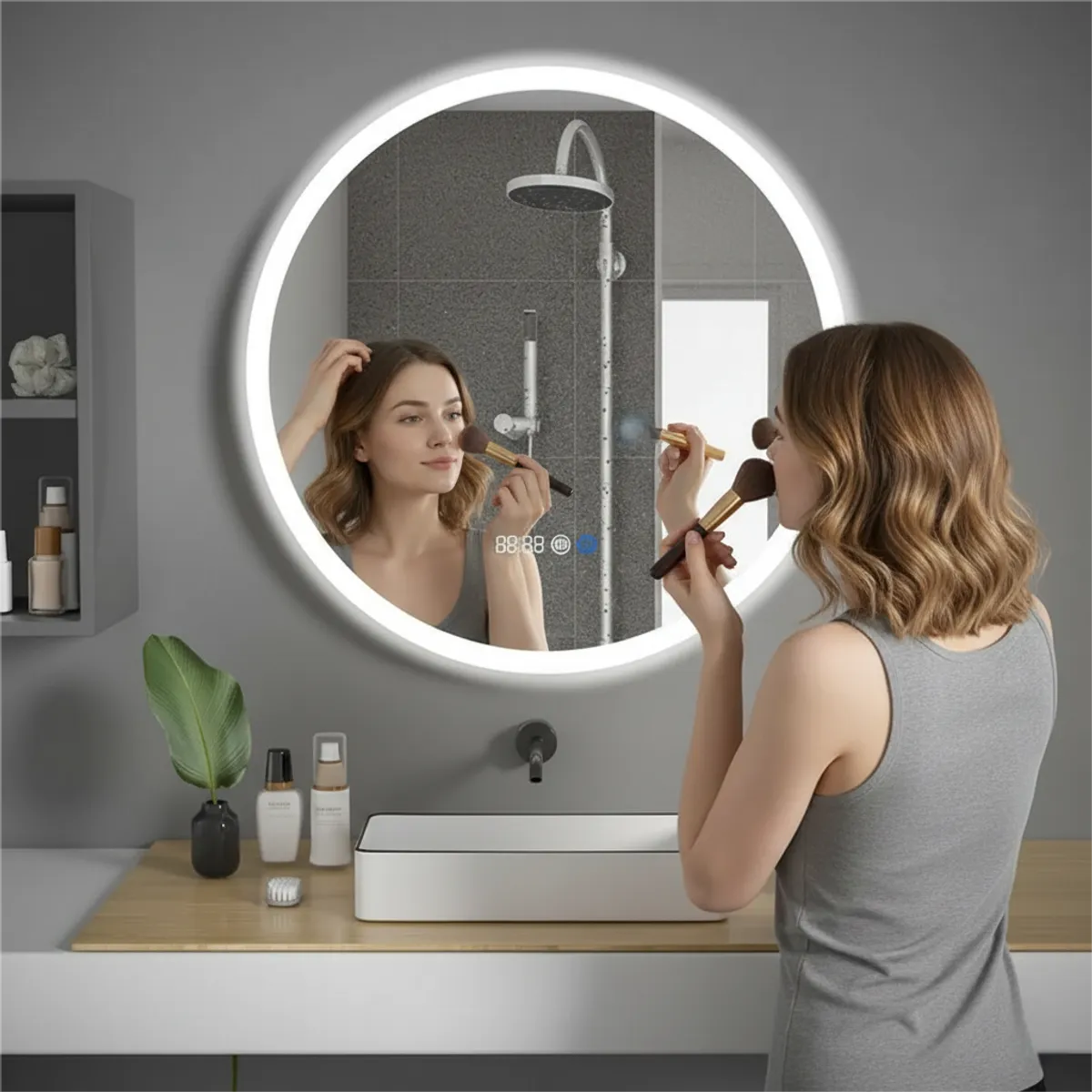 HALMAN - Espejo LED Redondo Antivaho Touch 3 Tonos 60cm