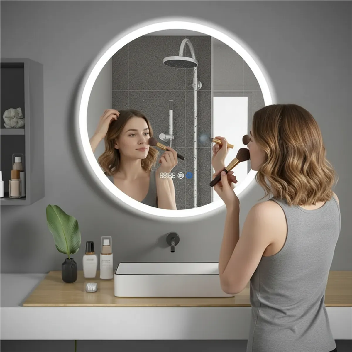 HALMAN - Espejo LED Redondo Antivaho Touch 3 Tonos 60cm