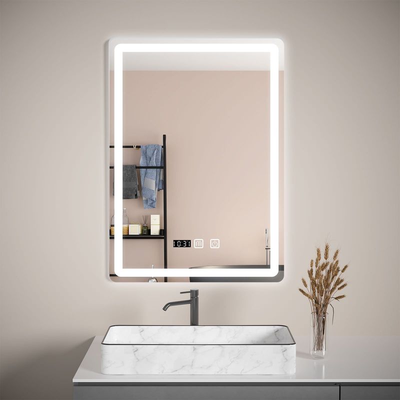 HALMAN - Espejo Rectangular Led Con Touch Antiniebla 50x70 cm