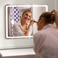 Espejo Baño LED Inteligente 80x60 cm Touch Antiempañante Reloj