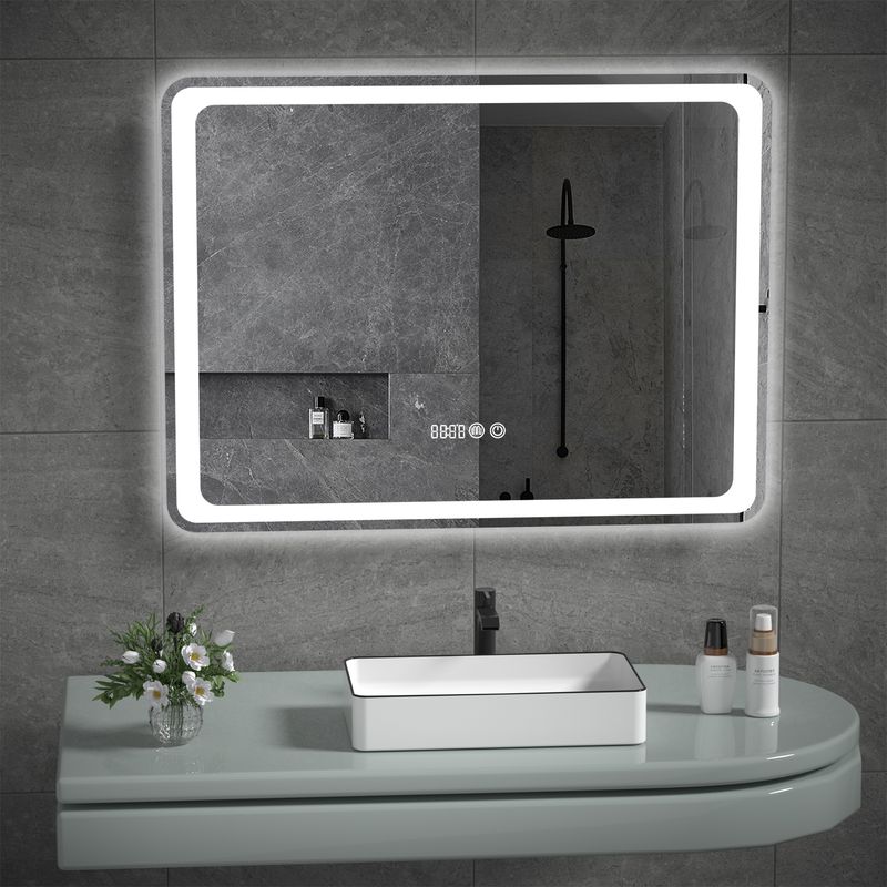 HALMAN - Espejo Rectangular Led Con Touch Antiniebla 80x60 cm