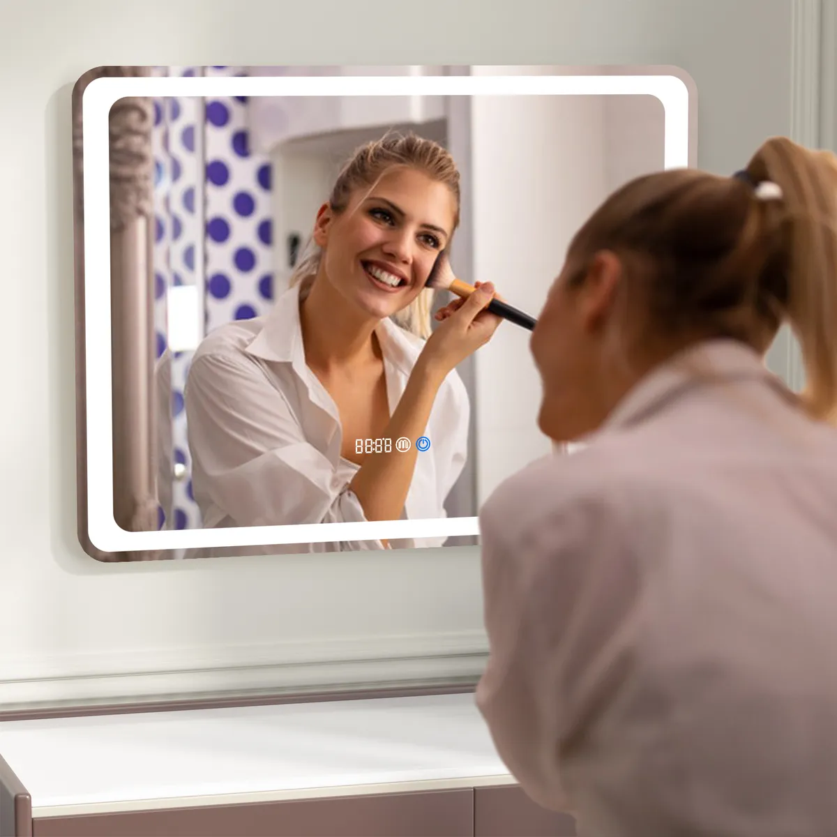 HALMAN - Espejo de Baño LED con Antivaho y Luz de 3 Colores