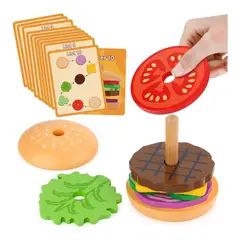 GENERICO - Hamburguesa Apilable de Madera Juguete de Simulación