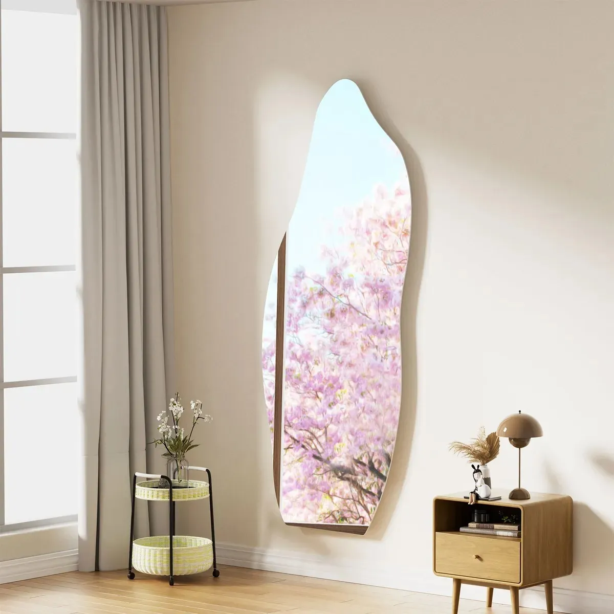 HALMAN - Espejo Orgánico LED 120x50cm 3 Tonos Luz Touch Decorativo