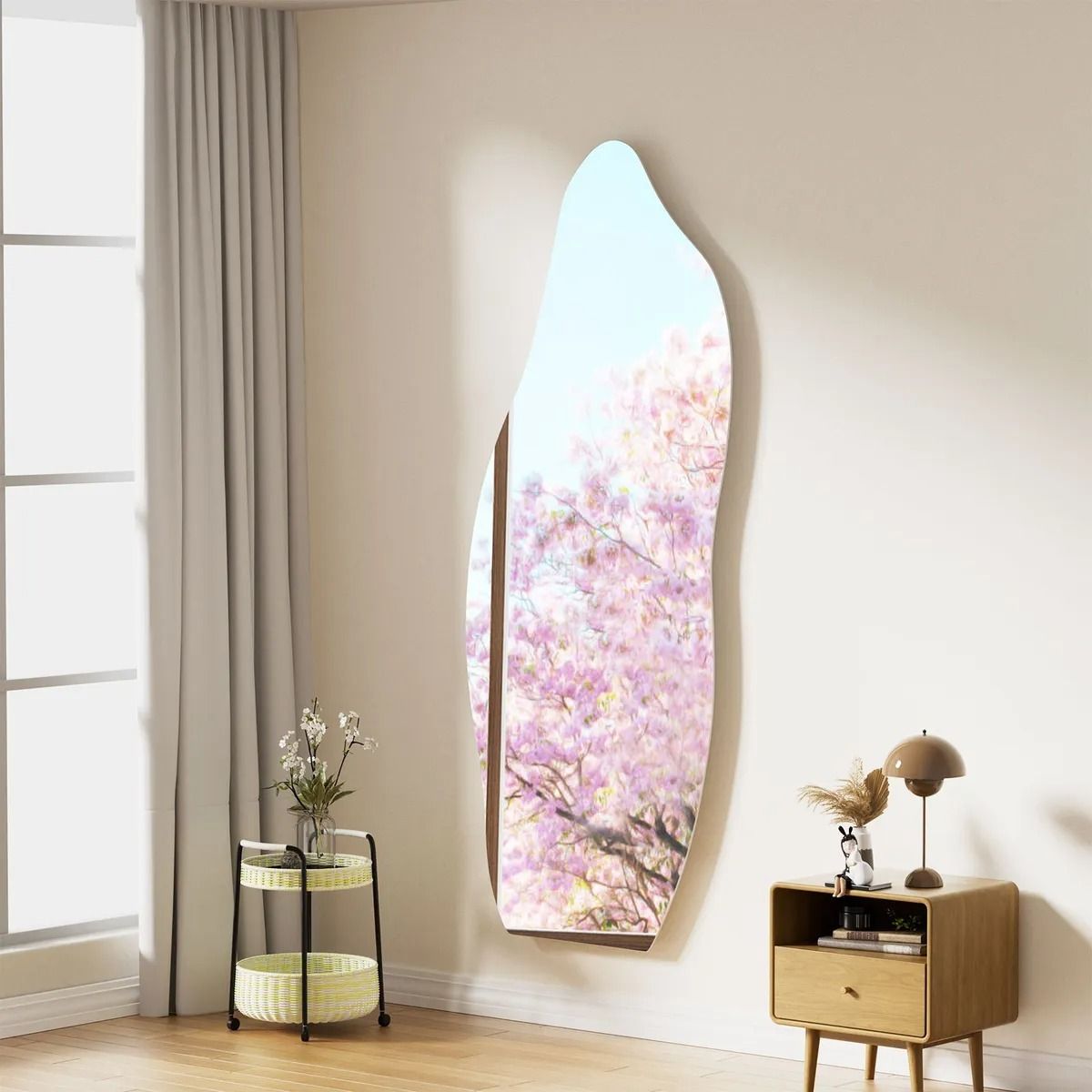 HALMAN - Espejo Orgánico LED 120x50cm 3 Tonos Luz Touch Decorativo