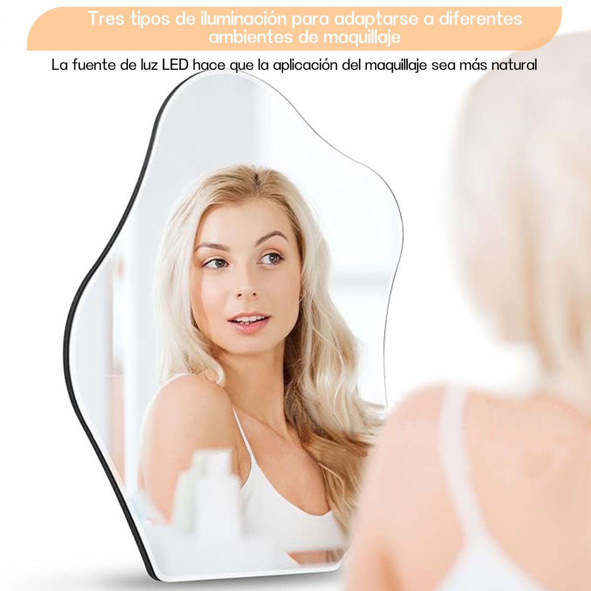 HALMAN - Espejo Orgánico LED 60x80 Decorativo 3 Tonos Luz Touch