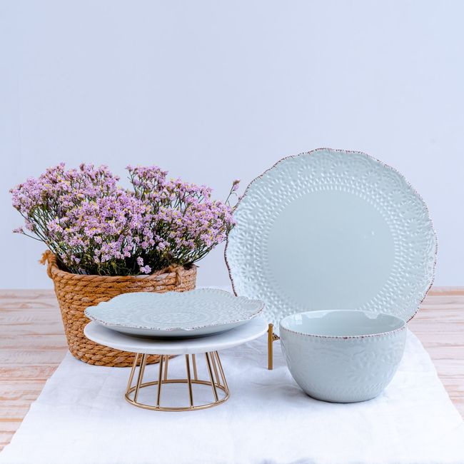 GENERICO - Plato de Fondo Flor Puntos Menta