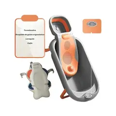 LUBABYCAS - Bañera Premium Con Lavapelo Y Accesorios Naranja