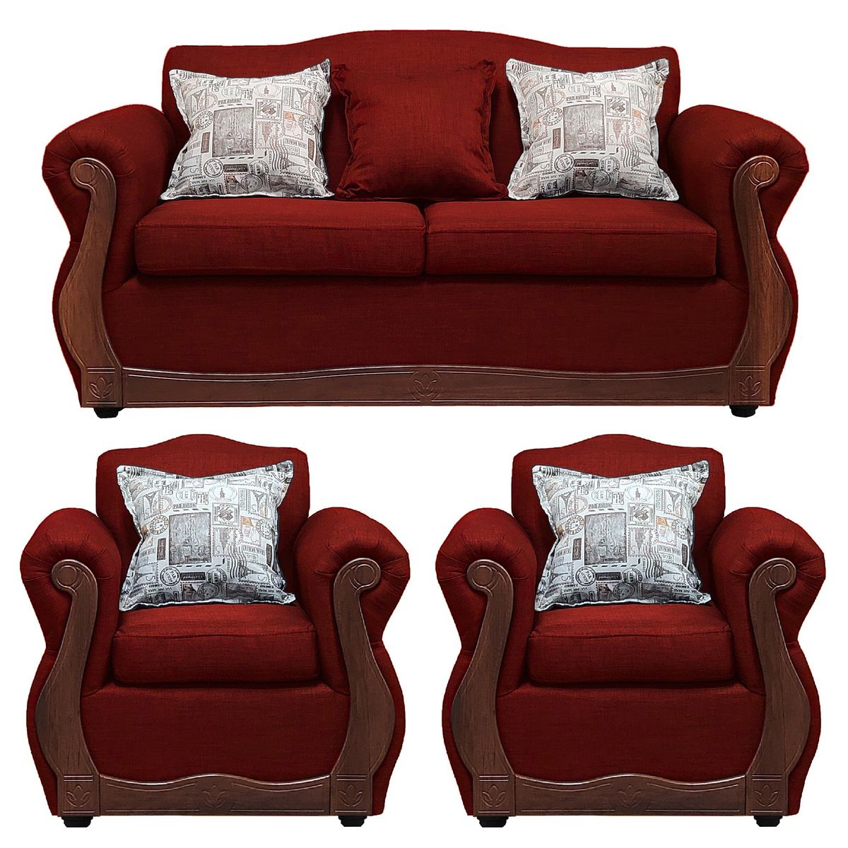 AMERICA DECORA - Living Con Resorte Estructural 5 Cuerpos 3+1+1 Gran Santi X