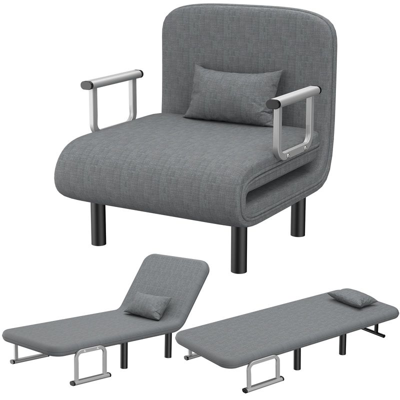 HALMAN - Sillón Sofa Cama Hogar Plegable Confort Color Gris