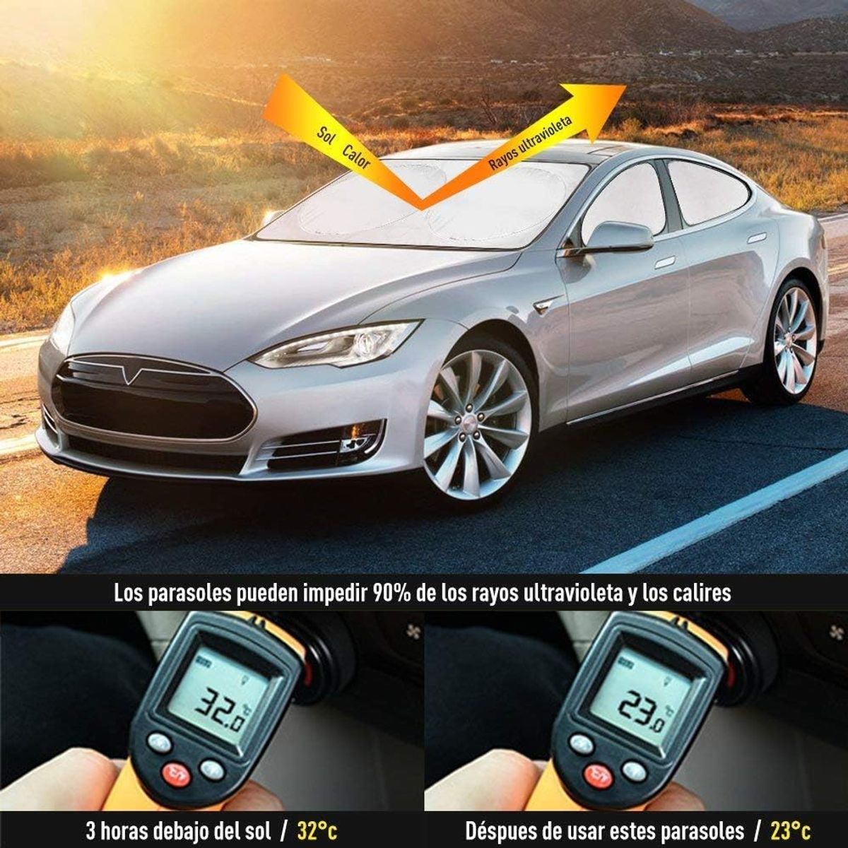 COREJOY - 6pk Parasol auto Y sombrilla de coche con  bolsa