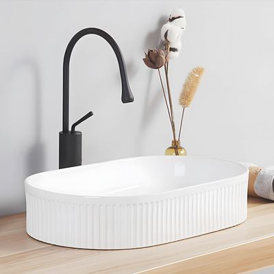 Imagen 2 del producto Lavamanos de Cerámica 50cm Sobreponer Ovalado con Desagüe