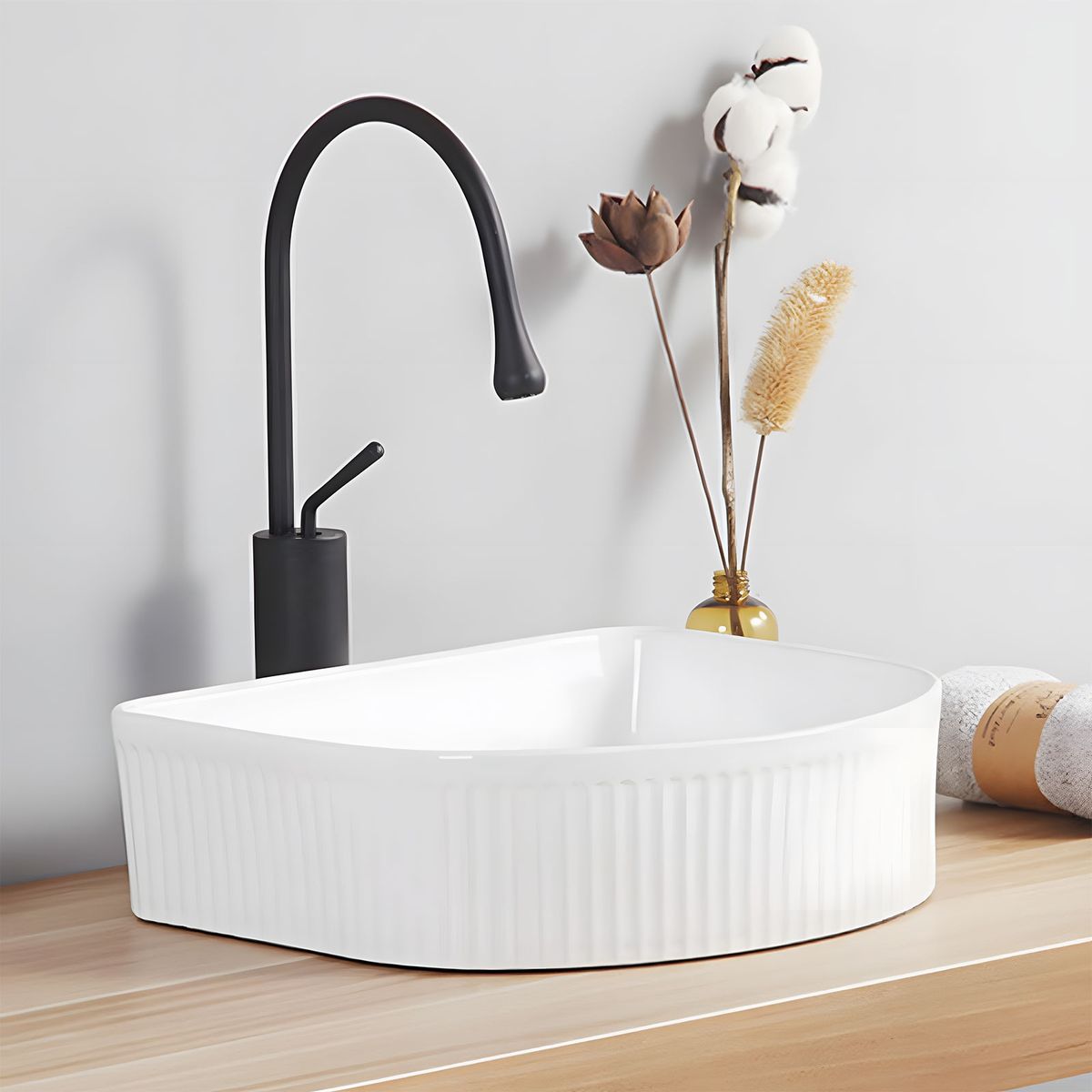 HALMAN - Lavamanos Sobreponer Arco CeráMica 41x37cm  Desagüe