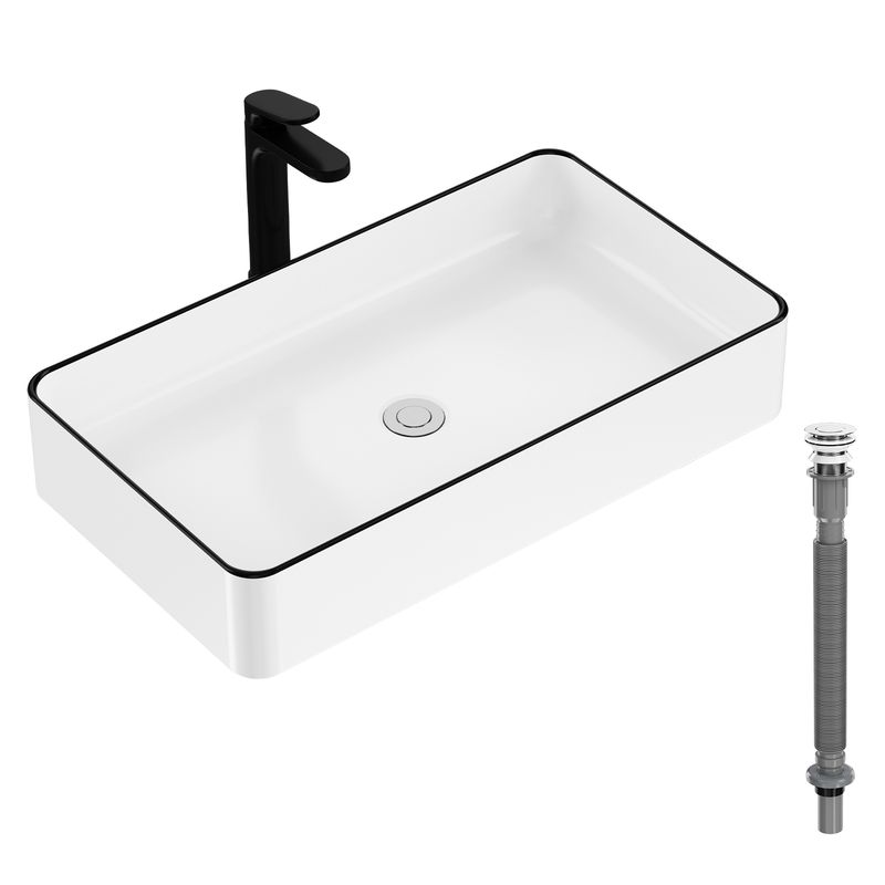 HALMAN - Lavamanos Sobreponer Rectángulos CeráMica 60x34cm  Desagüe