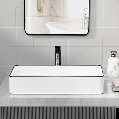 Imagen 2 del producto Lavamanos Sobreponer Rectangular 60cm Cerámica con Desagüe