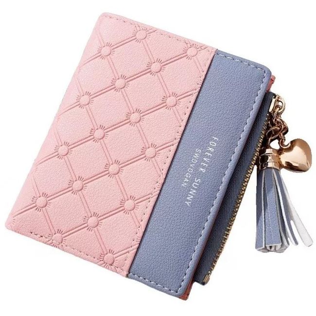 BJ HOGAR - Billetera Tarjetero Monedero Elegante De Mujer Eco Cuero Rosagris