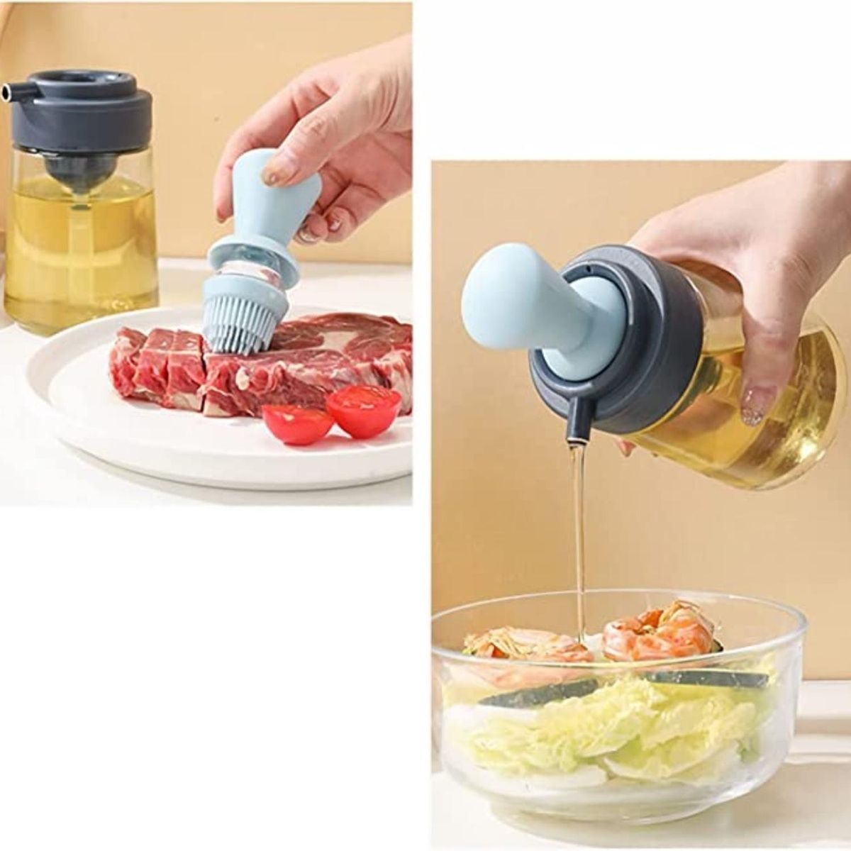 GENERICO - Dispensador De Aceite 2 En 1 Dosificador Botella De Vidrio