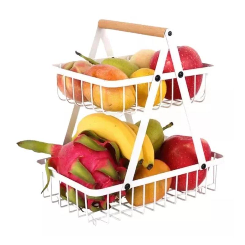 GENERICO - Frutero De Mesa Canasto 2 Niveles Plateado