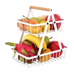 GENERICO - Frutero De Mesa Canasto 2 Niveles Plateado