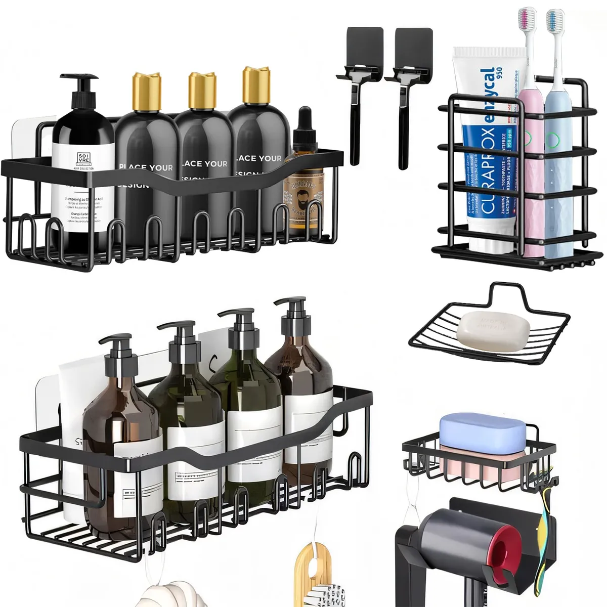 EVERSO - Esquinero Organizador Ducha Baño Jabonera Estanteria 8 Piezas