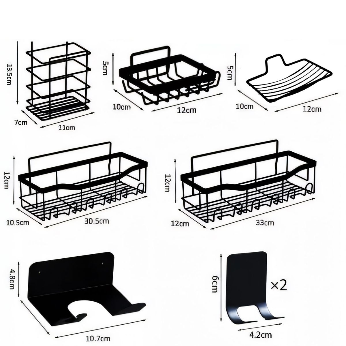 EVERSO - Esquinero Organizador Ducha Baño Jabonera Estanteria 8 Piezas