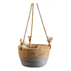 GENERICO - Canasto Porta Macetero Colgante De Fibra Para Casas Terrazas - Gris