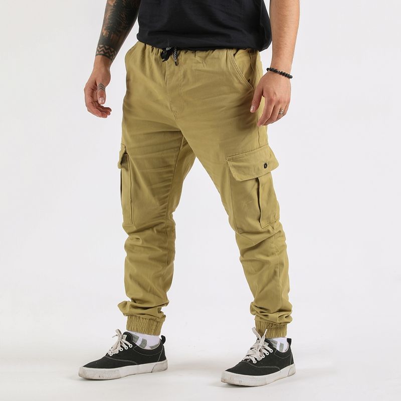 GANGSTER - Pantalon Jogger Canvas Parachute Kaki Gangster